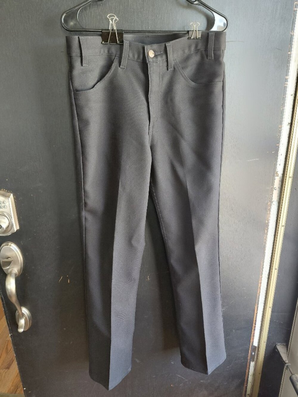 Vintage Levi's Sta-Prest Black Bootcut Pants Made in 80s Black Gold Tag Sz 32